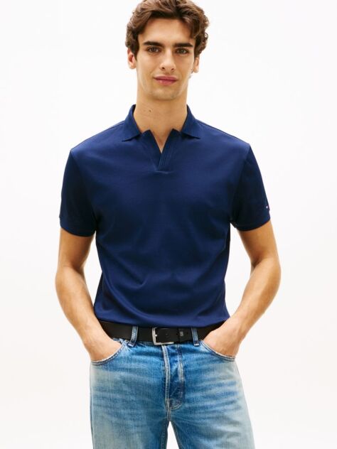 Blue Regular Fit Interlock Knit Polo Shirt  Men