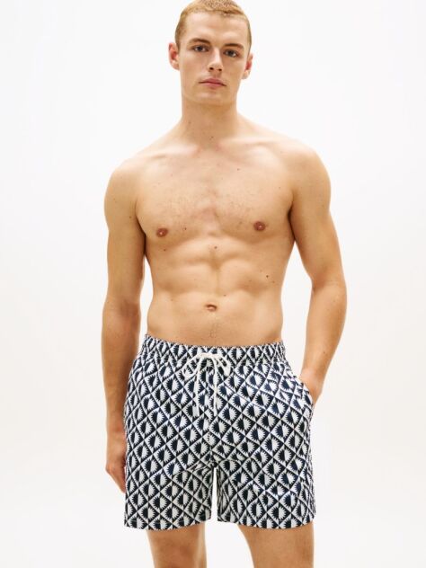 Multi Print Mid Length Swim Trunks  Men