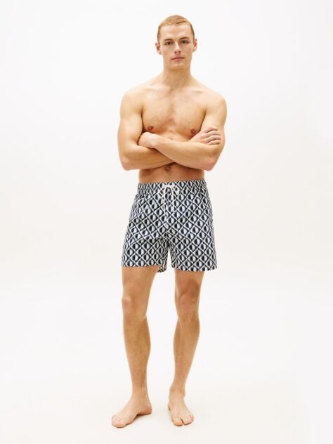 Multi Print Mid Length Swim Trunks  Men