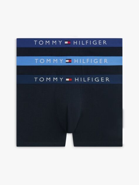 Blue 3-Pack TH Original Logo Waistband Trunks  Men