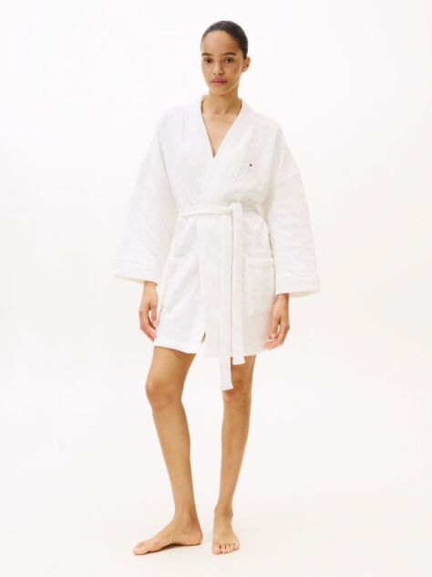 Beige Essential Quilted Jacquard Jersey Robe  Women
