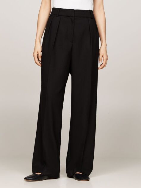 Black Pigment Dyed Relaxed Straight Leg Trousers  Women