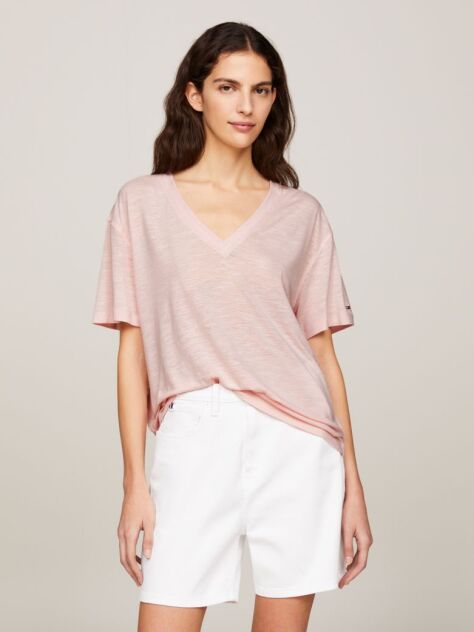 Pink V-Neck Relaxed T-Shirt  Women