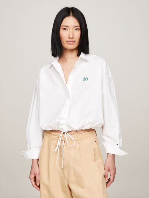 Άσπρο TH Monogram Cropped Πουκάμισο  Γυναίκες
