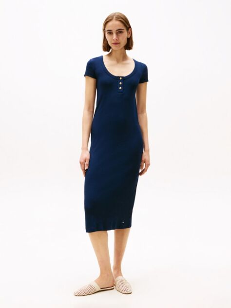 Blue Henley Slim Dress  Women