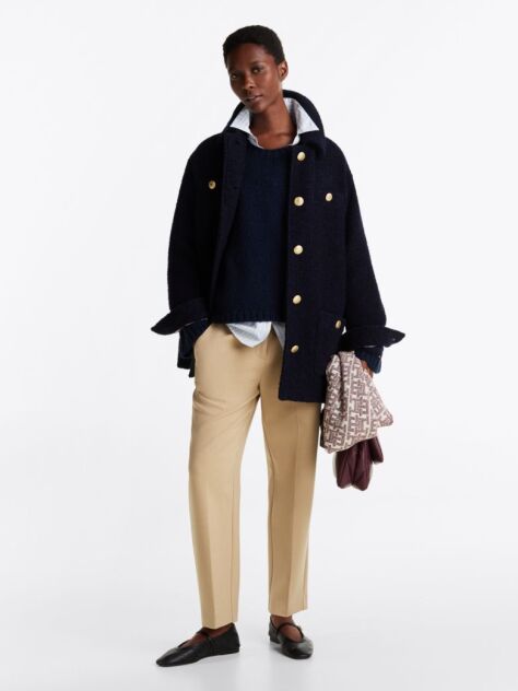 Beige Slim Fit Straight Cropped Trousers  Women