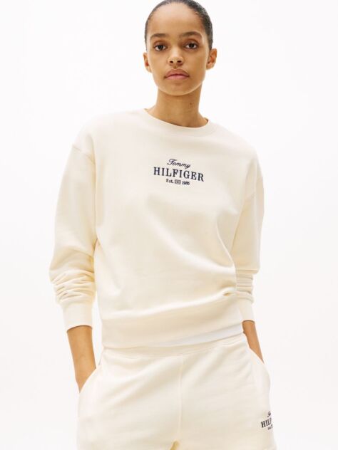 Beige Logo Embroidery Sweatshirt  Women