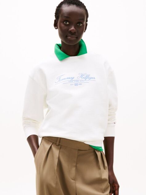 White Logo Crew Neck Sweatshirt  Women