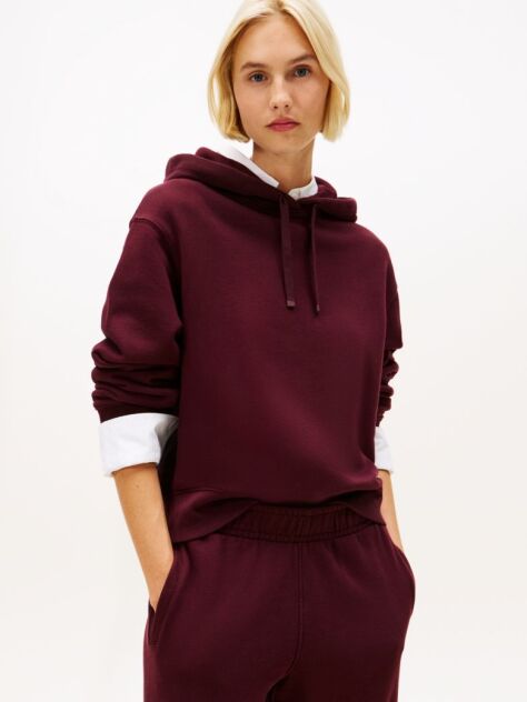 Red Logo Embroidery Drawstring Hoody  Women