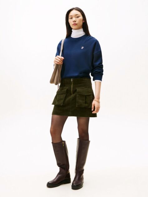 Green Cargo Pocket Corduroy Mini Skirt  Women