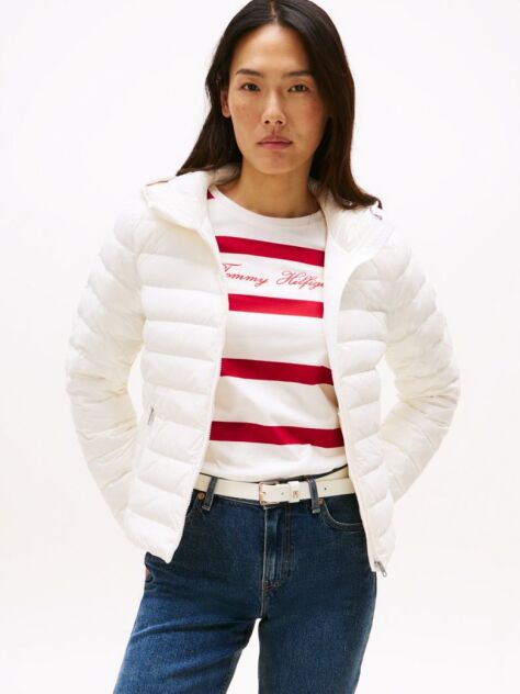 Beige Down Regular Hooded Jacket  Women