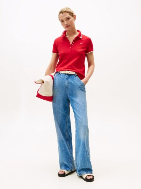 Blue Mid Rise Loose Wide Leg Jeans  Women