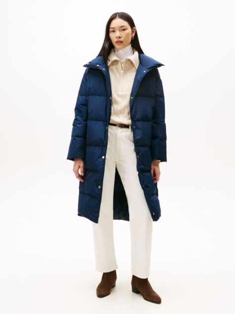 Blue Crest Embroidery Down Puffer Coat  Women