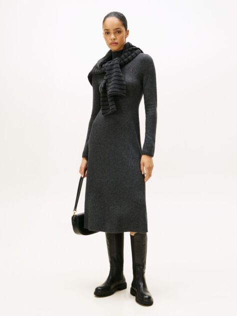 Grey Midi Soft Wool Jumper Dress  Women