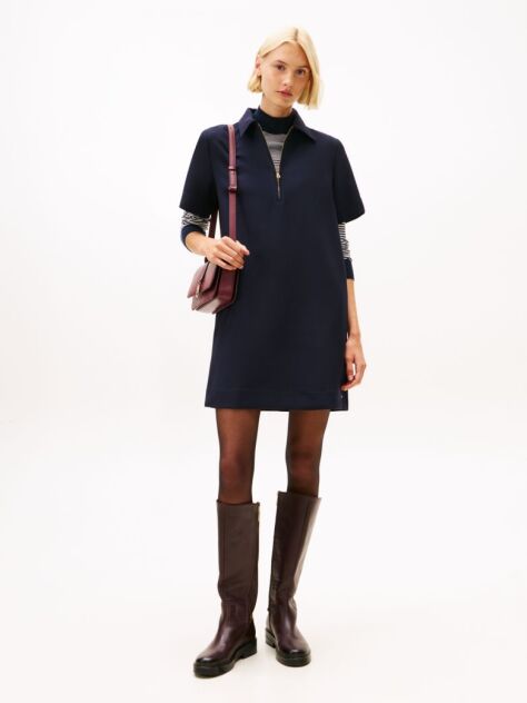 Blue Half-Zip Relaxed Shift Dress  Women