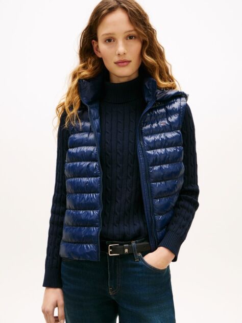 Blue Water Repellent Padded Packable Slim Gilet  Women