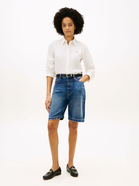 Μπλε Άνετη Denim Βερμούδα  Γυναίκες
