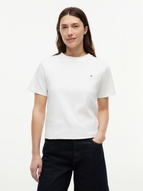 White Interlock Knit Boxy T-Shirt  Women