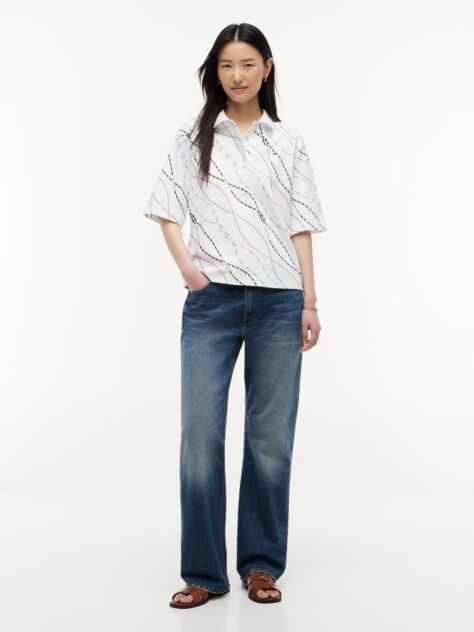 Multi Relaxed Fit Interlock Knit Polo Shirt  Women