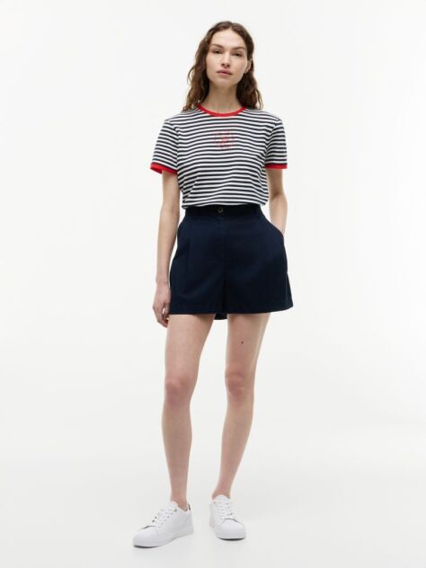Multi Logo Embroidery Ringer T-Shirt  Women