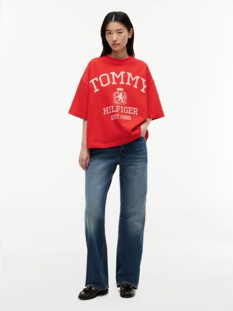 Red Crest Relaxed Oversized T-Shirt  Women