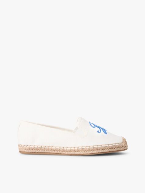 White Logo Embroidery Canvas Espadrilles  Women