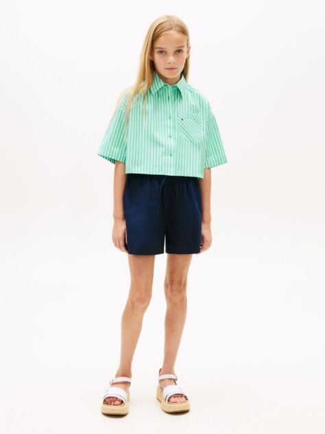 Blue Broderie Anglaise Wide Leg Shorts  Girls