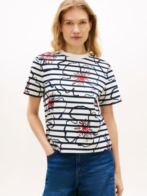 Multi T-Shirt Με Interlock Πλέξη Και Floral Σχέδιο  Γυναίκες