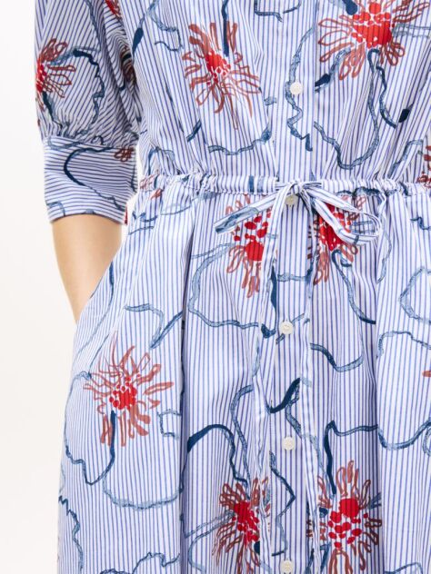 Multi Half Sleeve Midi Shirt Dress  Women