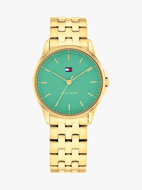 Green Ionic Gold-Plated Green Dial Bracelet Watch  Women