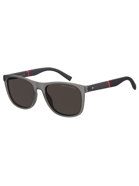 Grey Flag Patch Rectangular Sunglasses  Men
