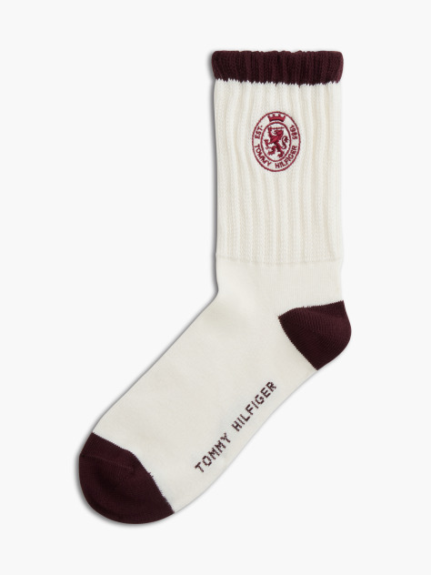 Beige 1-Pack Crest Embroidery Socks  Women