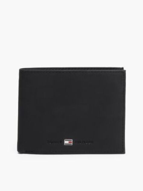 Black Leather Flap Wallet  Men