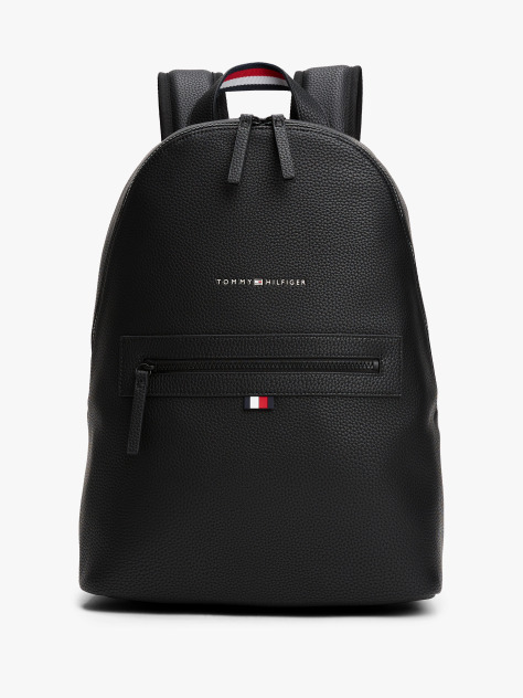 Black Essential Polyurethane Backpack  Men