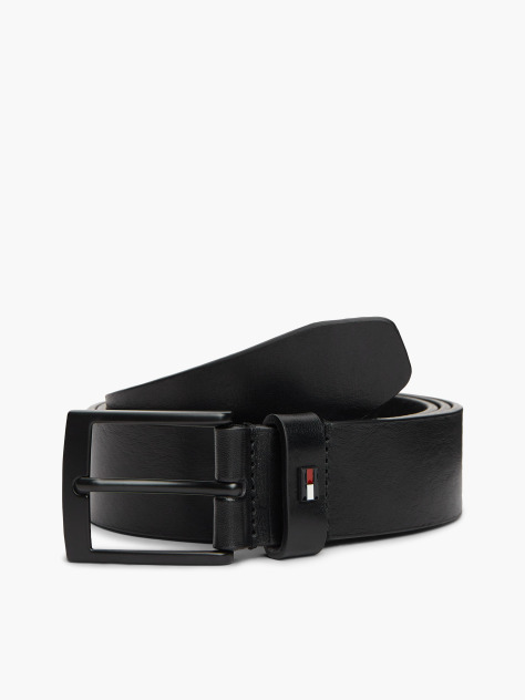 Black Square Buckle Leather Belt  Men