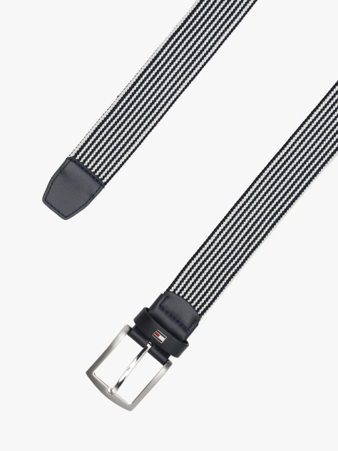 Blue Square Buckle Textured Belt  Men