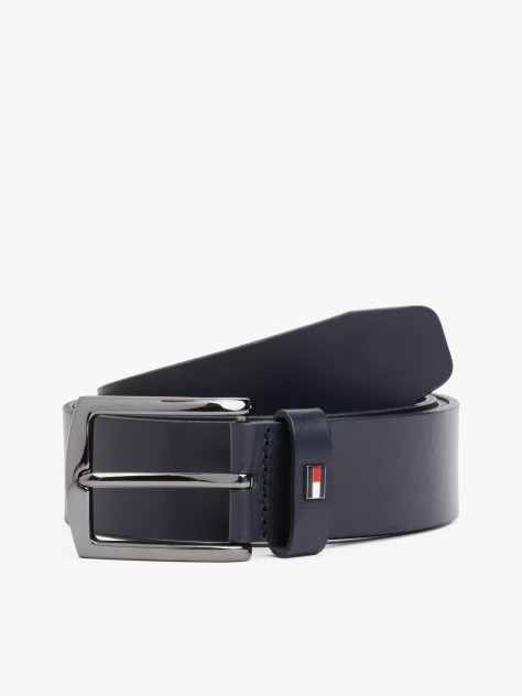 Blue Enamel Flag Square Buckle Leather Belt  Men