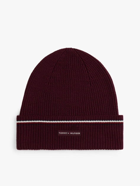 Red Signature Tape Wool Blend Beanie  Men