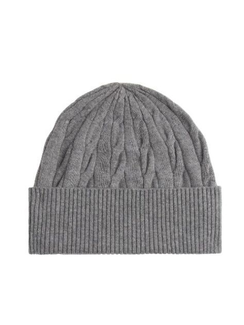 Grey Hilfiger Flag Cable Knit Wool Blend Beanie  Men
