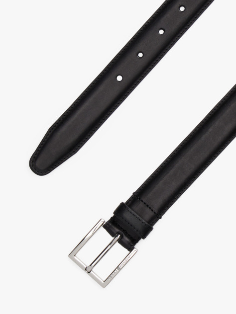 Black Square Buckle Leather Belt  Men