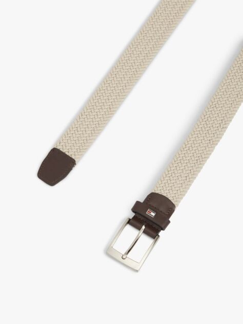 Beige Braided Elastic Webbing Belt  Men