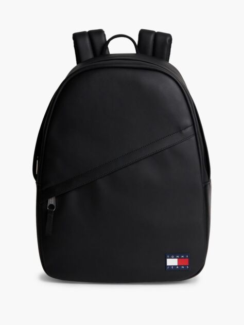 Black Essential Rubberised Logo Dome Backpack  Men