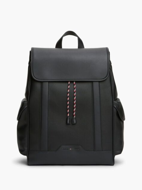 Black Global Stripe Drawstring Logo Backpack  Men