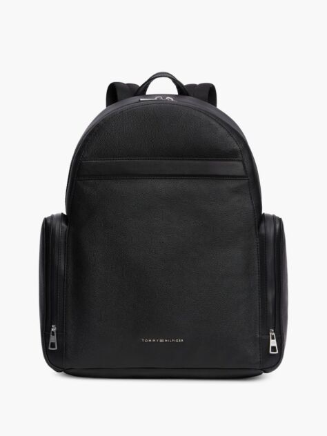 Black TH Business Leather Dome Backpack  Men