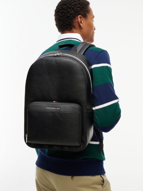 Black Metallic Logo Dome Backpack  Men
