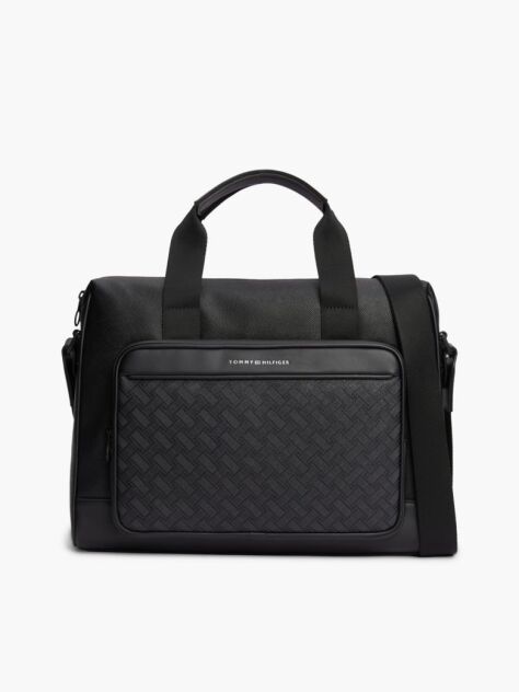 Black Modern Textured Flag Laptop Bag  Men