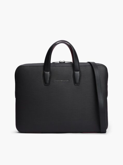 Black TH Business Textured Laptop Bag  Men