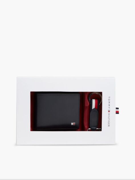 Blue Leather Credit Card Wallet And Key Fob Gift Set  Men
