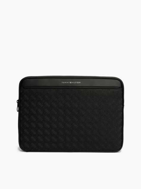 Black Modern Embossed Flag Laptop Sleeve  Men