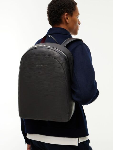 Black TH Business Textured Dome Backpack  Men